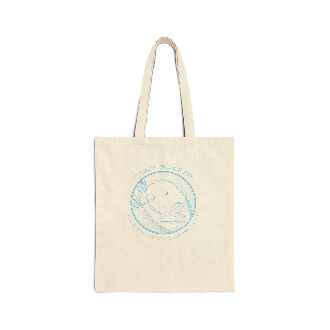 KC 2019 CAROL SCHULDT QUEEN OF OCEAN BEACH Cotton Canvas Tote Bag in Natural or Black