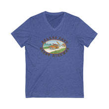 Load image into Gallery viewer, KC 2025 GREAT HIGHWAY FRONT ONLY V-NECK. Casual Summer Shirt, Retro Graphic V-Neck, Great for Road Trips, Gift for Travelers, Relaxed Fit Tee

