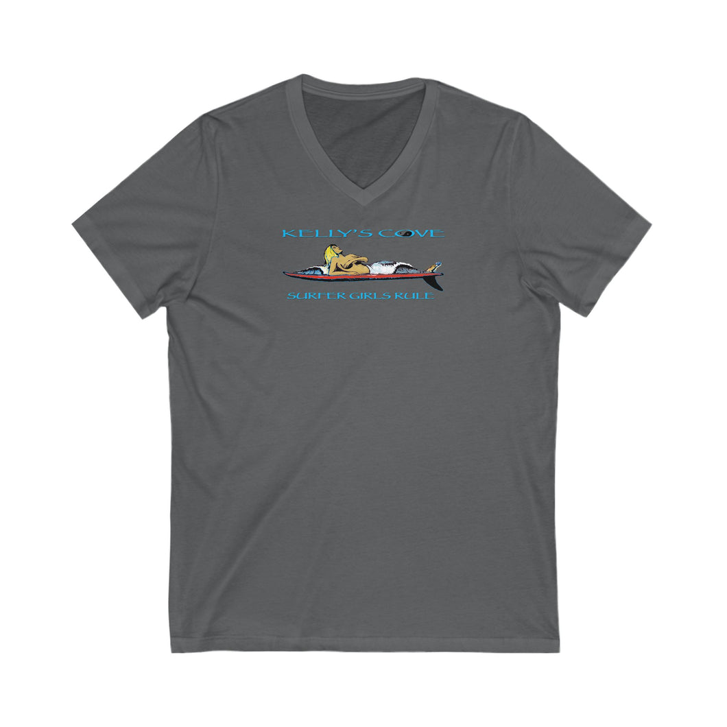 KC 2007 SURFER GIRLS RULE Unisex Jersey Short Sleeve V-Neck Tee