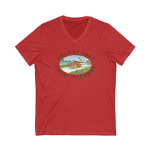 Load image into Gallery viewer, KC 2025 GREAT HIGHWAY FRONT ONLY V-NECK. Casual Summer Shirt, Retro Graphic V-Neck, Great for Road Trips, Gift for Travelers, Relaxed Fit Tee
